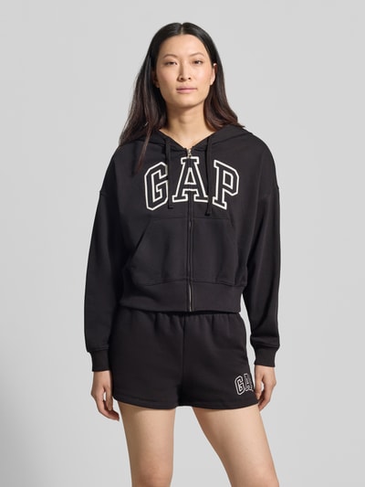 GAP Regular Fit Sweatjacke mit Logo-Stitching Modell 'Heritage' Black 4