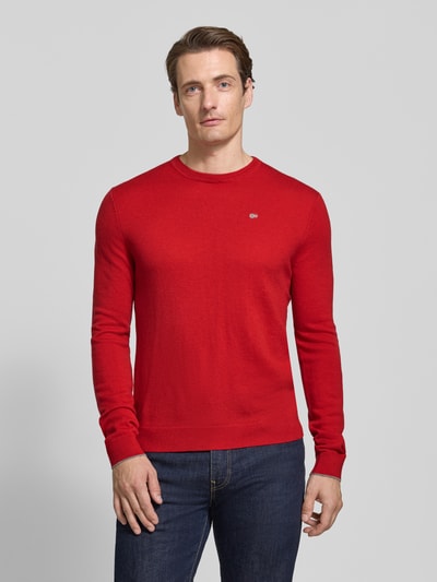 Napapijri sweter z dzianiny Slim Fit z czystej wełny model 'DAMAVAND' Czerwony 4
