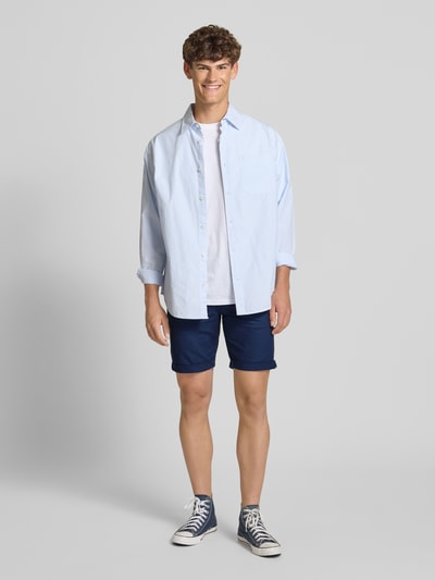 Blend Korte chino van linnenmix Donkerblauw - 1