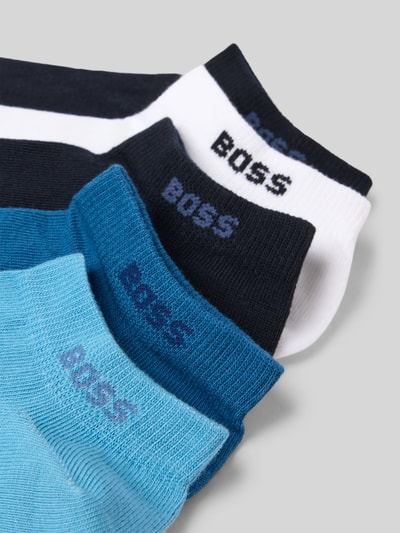 Produktfoto, Sneakersocken im 5-er-Multipack mit Logo-Detail von BOSS in Unifarben mit Label-Schriftzug, Baumwoll-Mix, verschiedene Blautöne