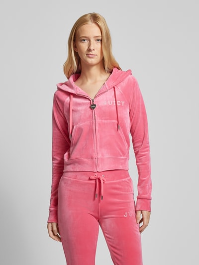 Juicy Couture Bluza rozpinana z obszyciem kamieniami stras z logo model ‘MADISON’ Mocnoróżowy 4