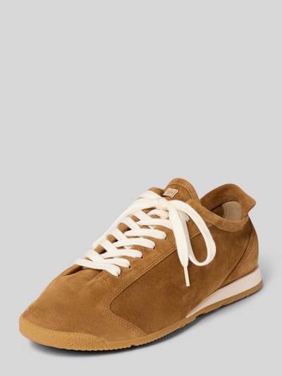 Produktfoto, Sneaker aus echtem Leder mit Logo-Detail von Högl in Braun, abgerundete Passform, Schnürverschluss, profilierte Sohle, Damen, Absatzhöhe: 2 cm, Schafthöhe: 7 cm, Schaftweite: 7 cm, Echtes Leder, Detail: Logo-Detail.