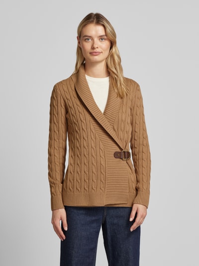 Lauren Ralph Lauren Strickjacke mit Reverskragen Modell 'DONATO' Camel 4