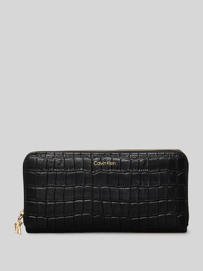 CK Calvin Klein Portemonnaie aus echtem Leder mit Label-Schriftzug Black 1