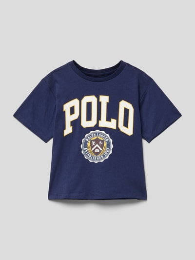 Polo Ralph Lauren Teens T-shirt met labelprint met statement, model 'EARN' Marineblauw - 1