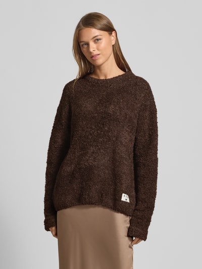 ICHI Regular fit pullover met wol, model 'Larisa' Donkerbruin - 4