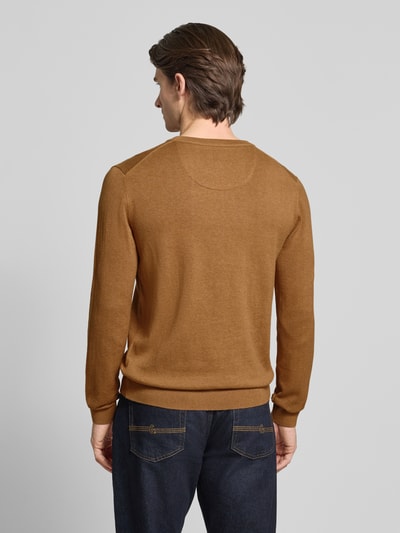 Tom Tailor Regular Fit Strickpullover aus reiner Baumwolle Hellbraun 5