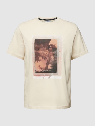 CK Calvin Klein T-shirt met labelprint, model 'PHOTO' Zand - 2