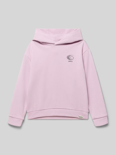 Produktfoto, Regular Fit Hoodie mit Logo-Print von Garcia in Hellrosa, reine Baumwolle, Statement-Print, Kapuze, elastische Abschlüsse.