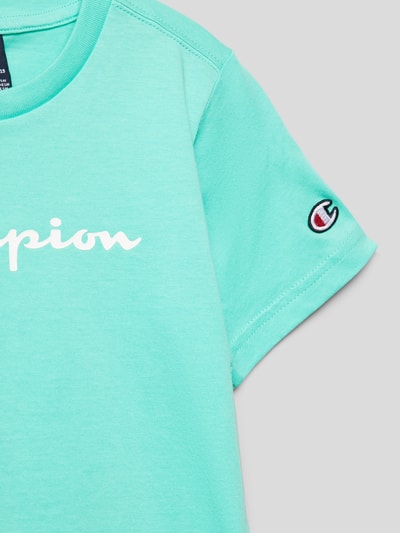 CHAMPION T-Shirt mit Label-Print Helltuerkis 2