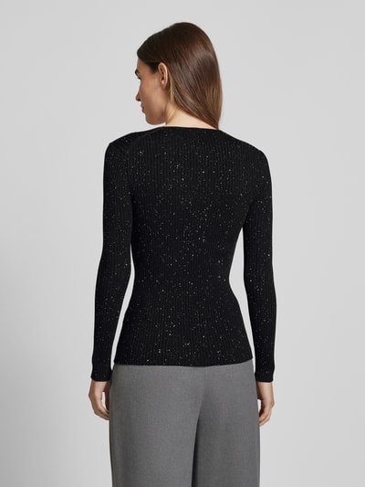 BOSS Gebreide pullover met siersteentjes, model 'Ferim' Zwart - 5