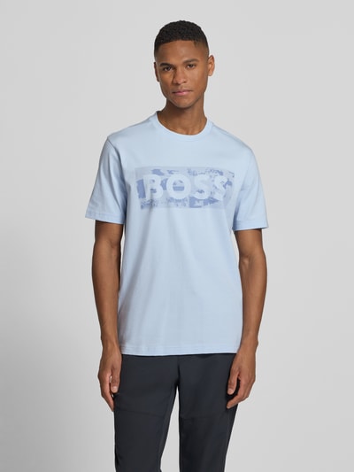 BOSS Green Regular Fit T-Shirt aus Baumwoll-Mix Modell 'TS_GLOBE LOGOPATTERN' Aqua 4