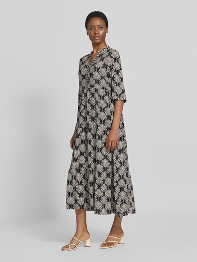 MORE & MORE Relaxed fit midi-jurk van pure viscose Zwart - 1