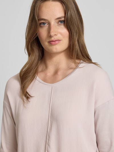 Marc Cain Relaxed fit T-shirt van een mix van katoen en elastaan met siernaad Kit - 3