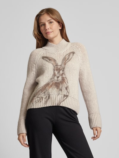 Marc Cain Gebreide pullover met opstaande kraag Ecru - 4