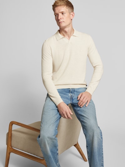 Tom Tailor Pullover aus Baumwoll-Kaschmir-Mix mit Polokragen Offwhite 3