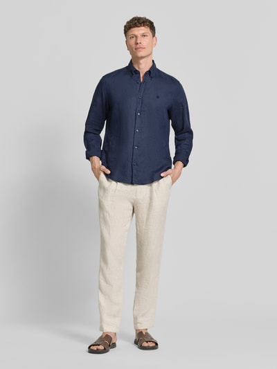 BOSS Regular Fit Freizeithemd aus reinem Leinen Modell 'LIAM' Marine 1