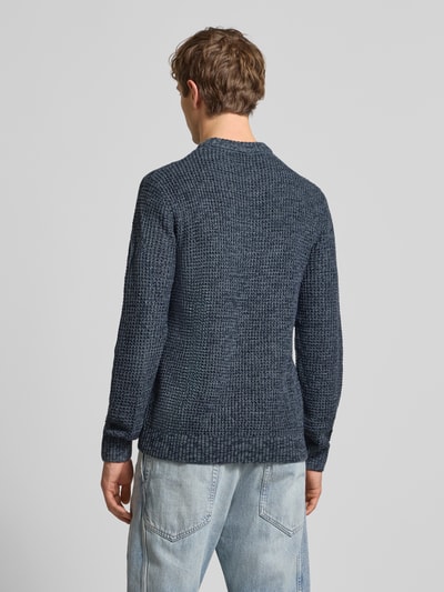 Jack & Jones Strickpullover mit gerippten Abschlüssen Modell 'LINK' Dunkelblau Melange 5