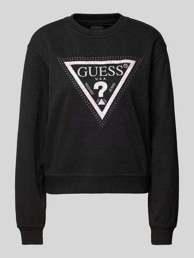 Guess Sweatshirt mit Label-Stitching Modell 'PYTHON' BLACK 2