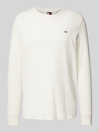 Tommy Jeans Slim Fit Longsleeve mit Label-Stitching Offwhite 1