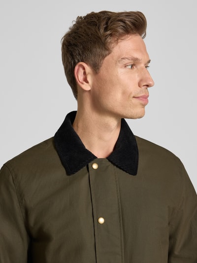 Selected Homme Kurtka woskowana o kroju regular fit z czystej bawełny model ‘WALTER’ Oliwkowy 3