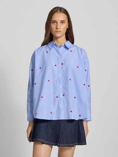 Only Regular fit overhemdblouse met motiefstitching, 'NEW LINA GRACE' Bleu - 4