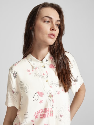 Jake*s Casual Bluse mit Motiv-Print Offwhite 3