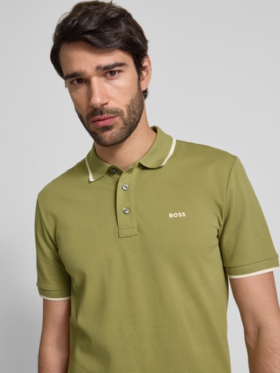 BOSS Regular Fit Poloshirt mit Label-Print Modell 'Parlay' Gruen 3