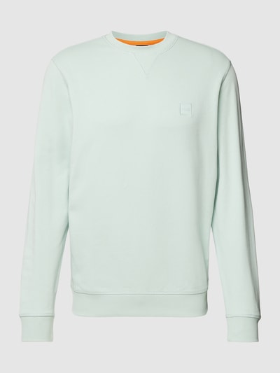 BOSS Orange Sweatshirt met labelstitching, model 'Westart' Turquoise - 2