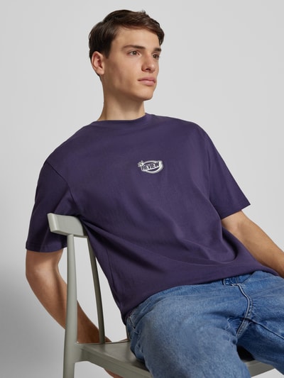 REVIEW T-shirt met labelprint Aubergine - 3