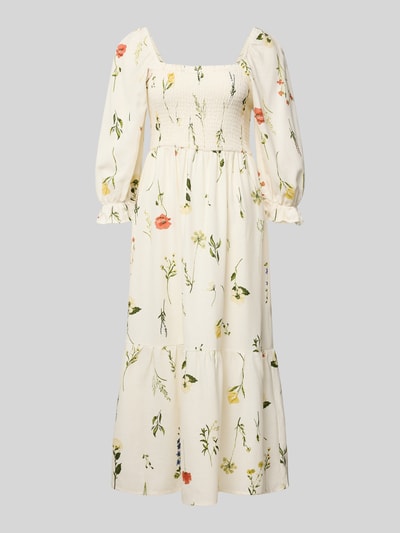 ZABAIONE Midi-jurk van viscosemix met linnen, model 'Mi44ss' Offwhite - 2