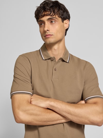 bugatti Poloshirt met korte knoopsluiting Taupe - 3