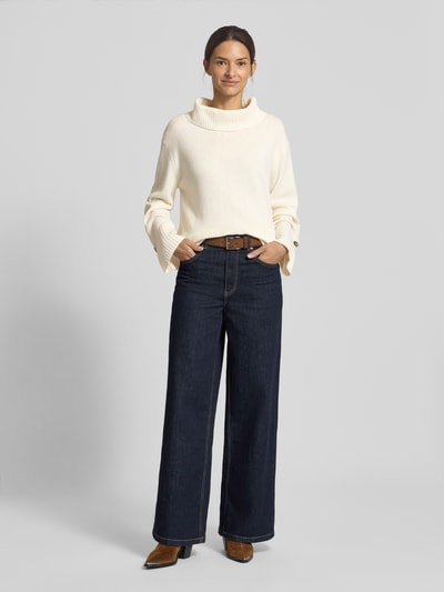 COMMA Loose Fit Strickpullover aus Woll-Mix mit Rollkragen Weiss 1