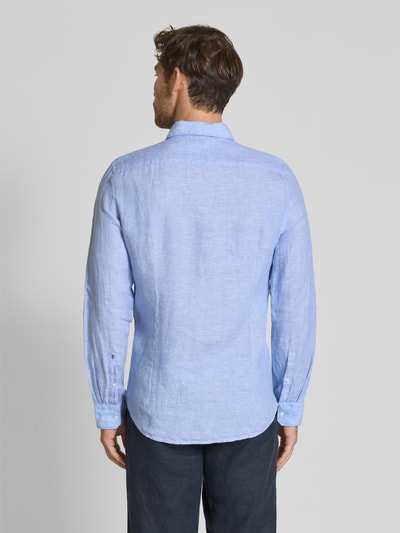 SEIDENSTICKER Slim Fit Business-Hemd aus Leinen mit Kentkragen Bleu 5