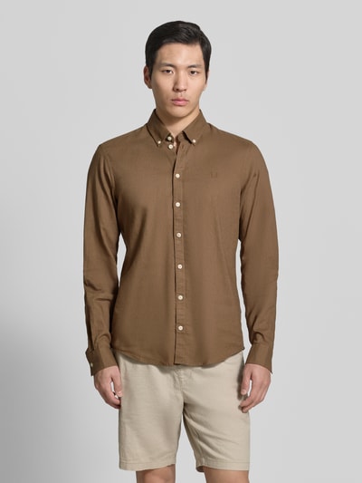 Casual Friday Slim Fit Freizeithemd mit Button-Down-Kragen Modell 'Anton' Mittelbraun 4