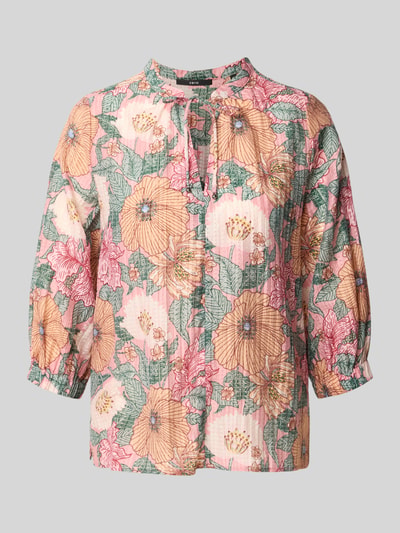 Produktfoto, Regular Fit Bluse aus Lyocell-Mix mit 3/4-Arm von Zero im Allover-Look mit floralen Mustern, Schnürung, Schlüsselloch-Ausschnitt