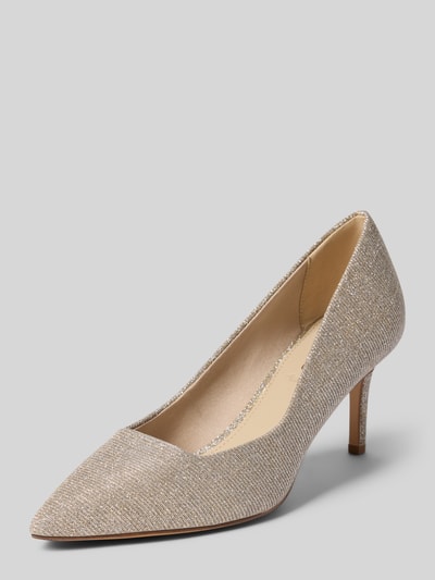 Produktfoto, Pumps mit Glitzerbesatz von Tamaris, dezente goldene Farbe, feine Glitzertextur, spitz zulaufende Form, Damen Pumps von Tamaris.