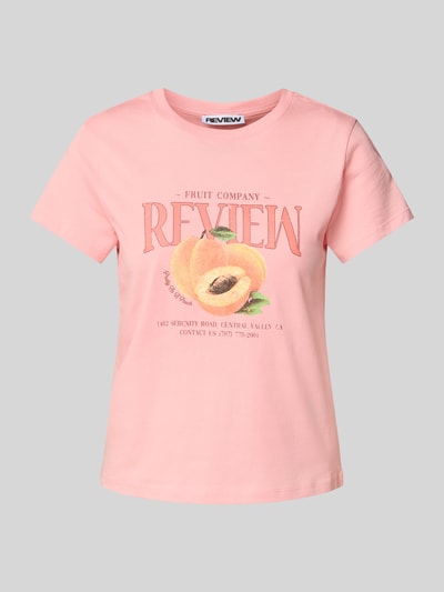 Review T-shirt z nadrukiem z logo Różowy 2