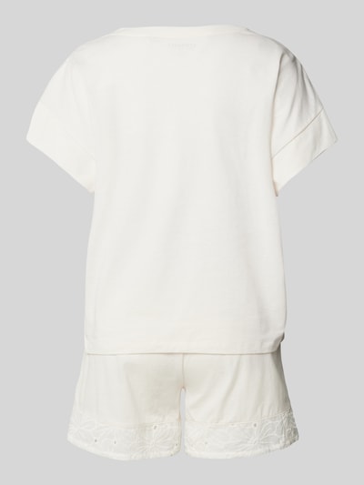 Schiesser Pyjama met broderie anglaise, model 'Casual Nightwear' Offwhite - 3