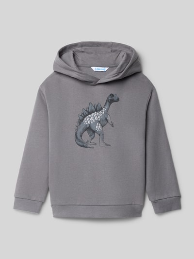 Mayoral Bluza o kroju regular fit z kapturem i nadrukiem z motywem Średnioszary 1