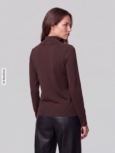 Jake*s Casual Slim Fit Rollkragenpullover aus Viskose-Mix Dunkelbraun 5