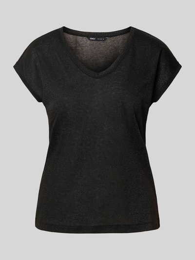 Only Regular fit T-shirt met viscose, model 'SILVERY' Zwart - 2