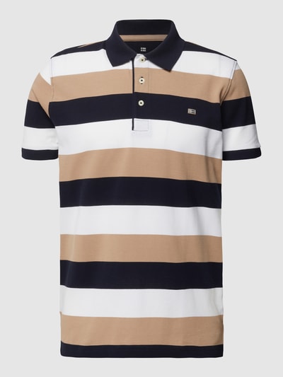 Christian Berg Men Poloshirt mit Streifenmuster Camel 2