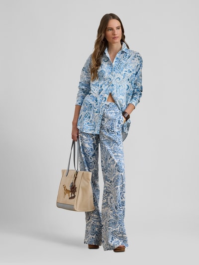 Lauren Ralph Lauren Relaxed Fit Leinenbluse aus reinem Leinen mit Allover-Muster Hellblau Melange 1