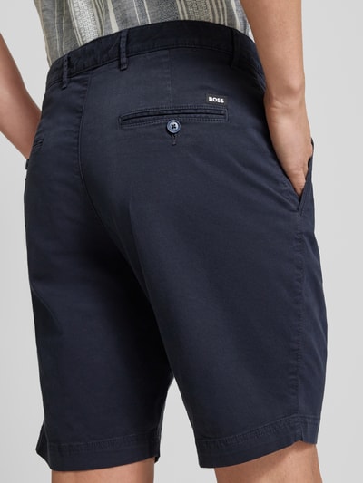 BOSS Slim fit korte broek met riemlussen, model 'Slice' Marineblauw - 3