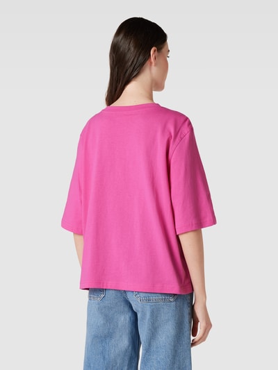 Jake*s Casual T-Shirt mit geripptem Rundhalsausschnitt Rosa 5