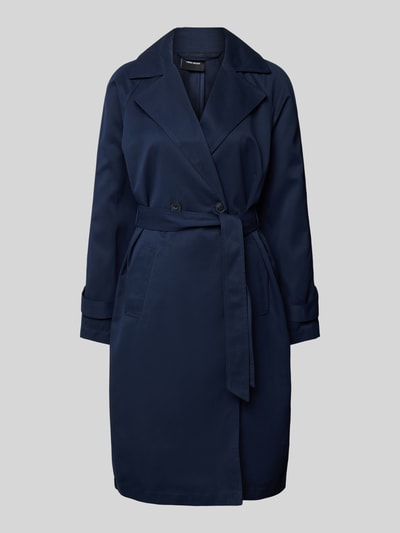 Vero Moda Outdoor Trenchcoat met strikceintuur, model 'LOU' Marineblauw - 2