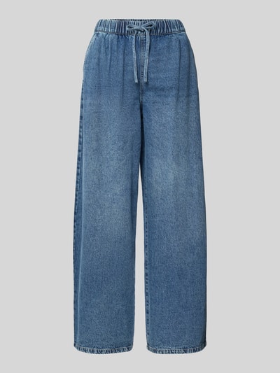 Produktfoto, Wide Leg Jeans aus Baumwoll-Viskose-Mix Modell 'VALERIA' von Vero Moda in Denimoptik, elastischer Bund mit Tunnelzug, seitliche Eingrifftaschen