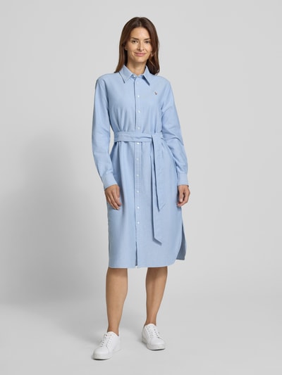 Polo Ralph Lauren Sukienka koszulowa z wiązanym paskiem i wyhaftowanym logo Niebieski 4