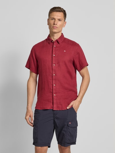 Napapijri Regular Fit Freizeithemd aus reinem Leinen Bordeaux 4